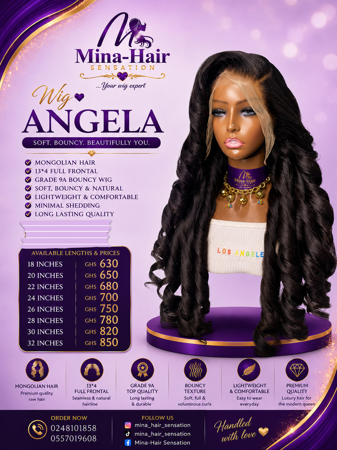 Wig Angela — Soft Bouncy Curls Quality Blend Wigs
