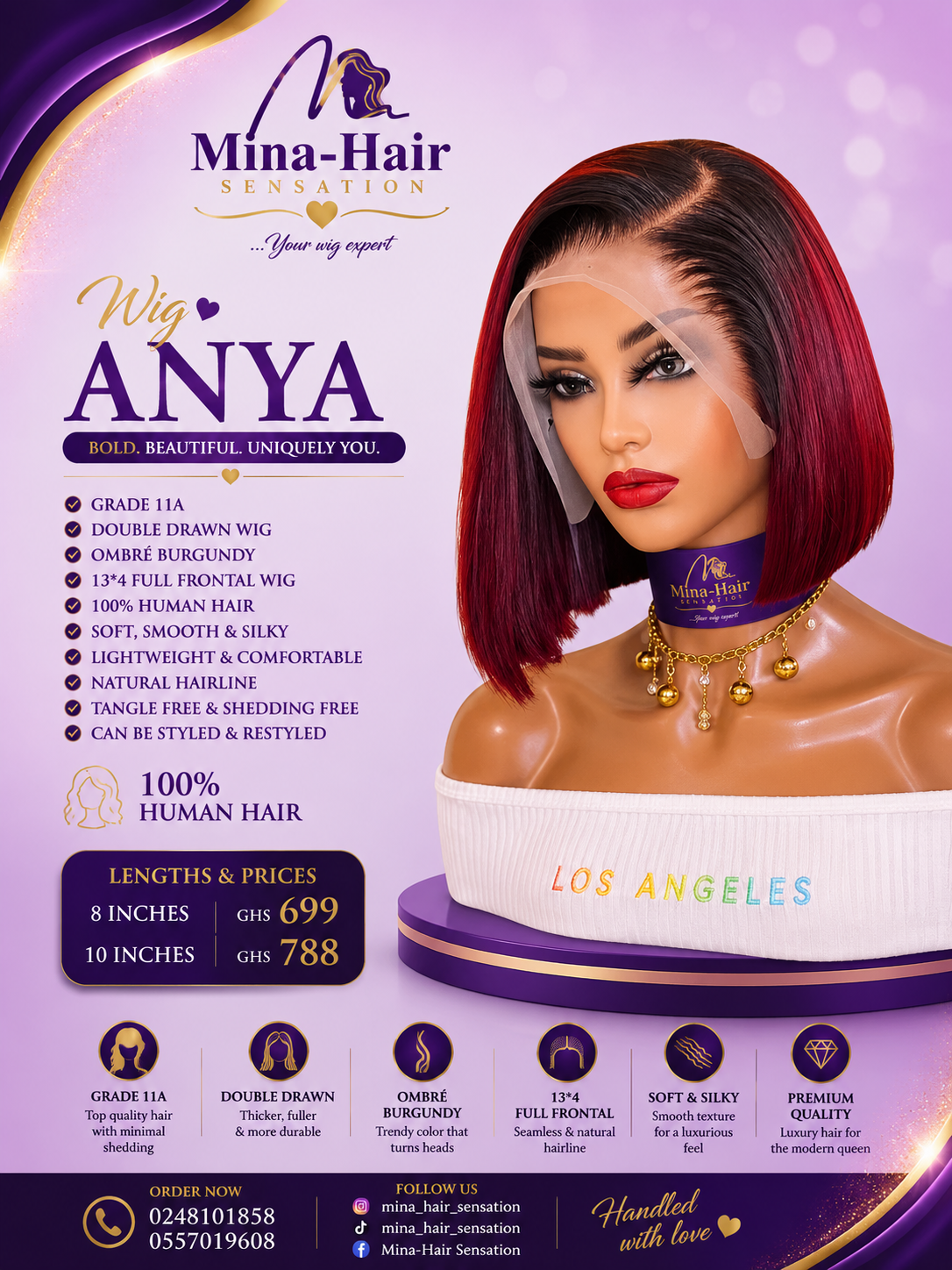 Wig Anya — Straight Bob Human Hair Wigs