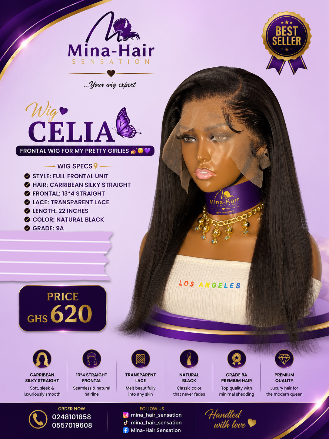 Wig Celia — Caribbean Silky Straight Quality Blend Wigs