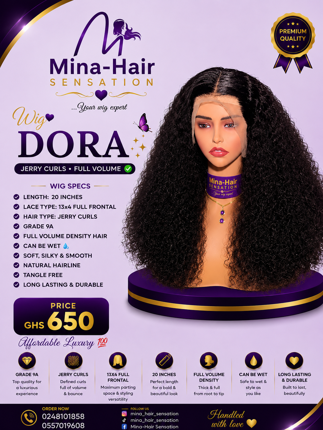 Wig Dora — Jerry Curls — Full Volume Quality Blend Wigs
