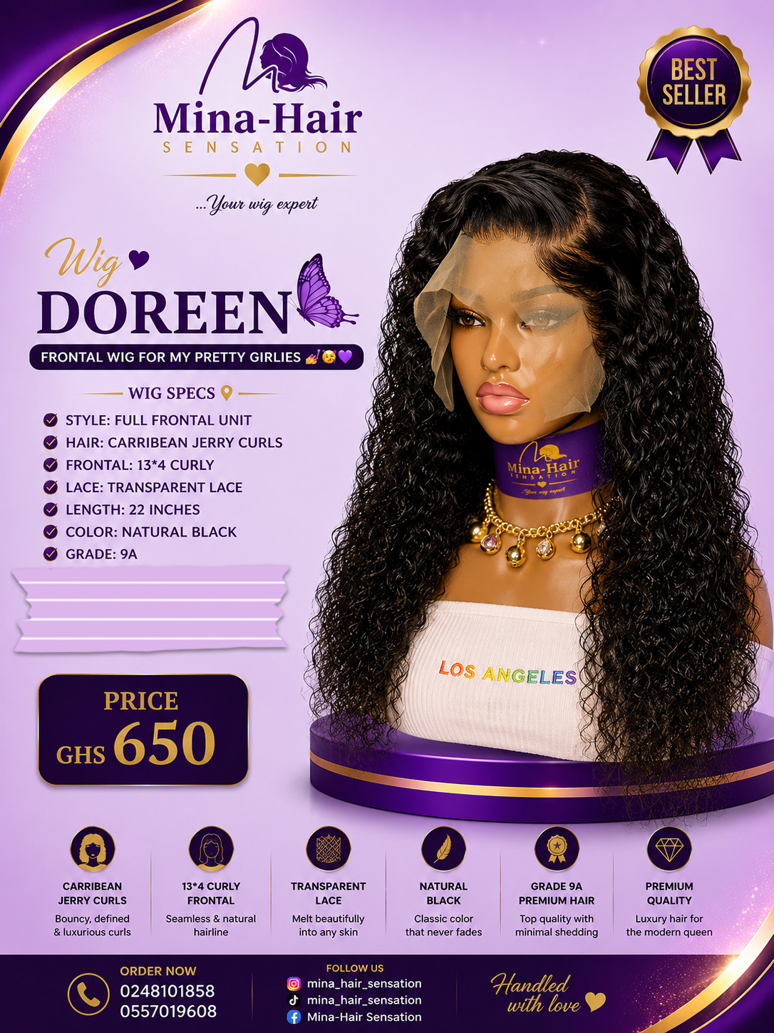 Wig Doreen — Caribbean Jerry Curls Quality Blend Wigs