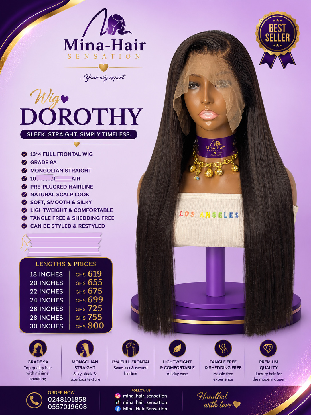 Wig Dorothy — Bone Straight Quality Blend Wigs