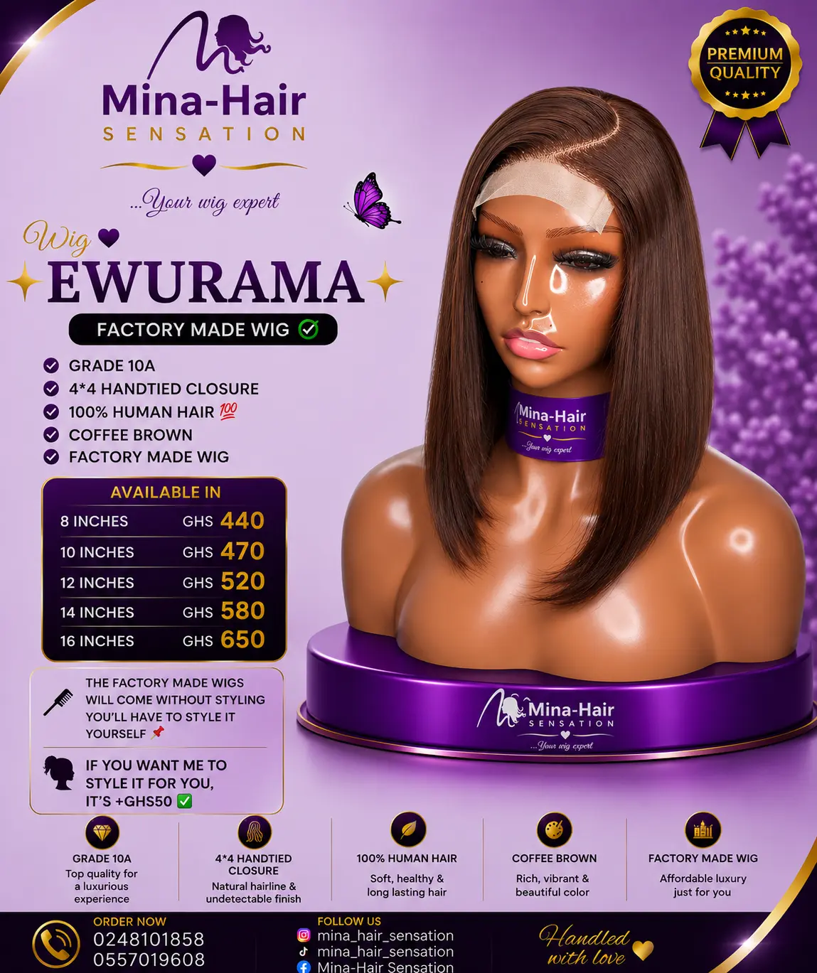 Wig Ewurama — Silky Straight Bob Factory-Made Wigs