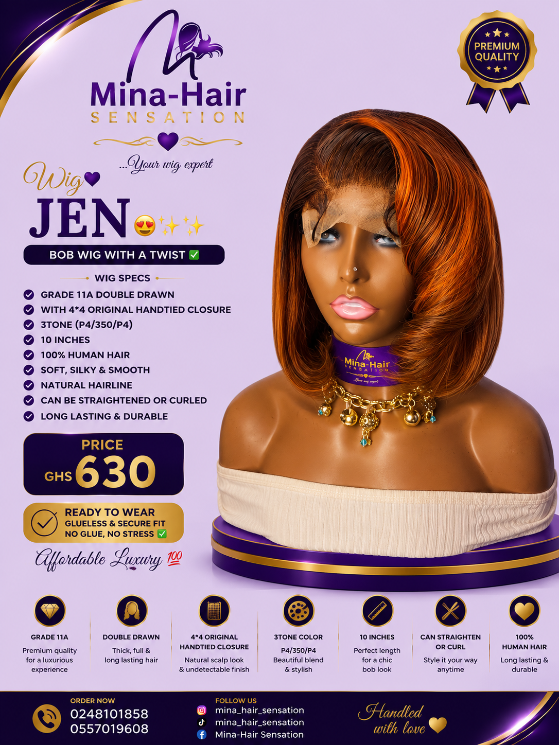 Wig Jen — Bob with a Twist Human Hair Wigs