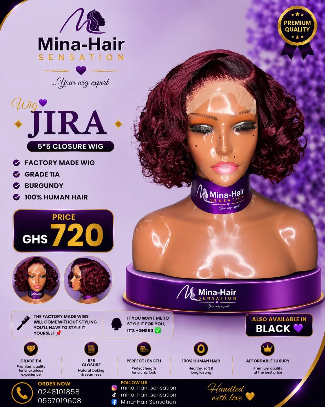 Wig Jira — Curly Bob Factory-Made Wigs