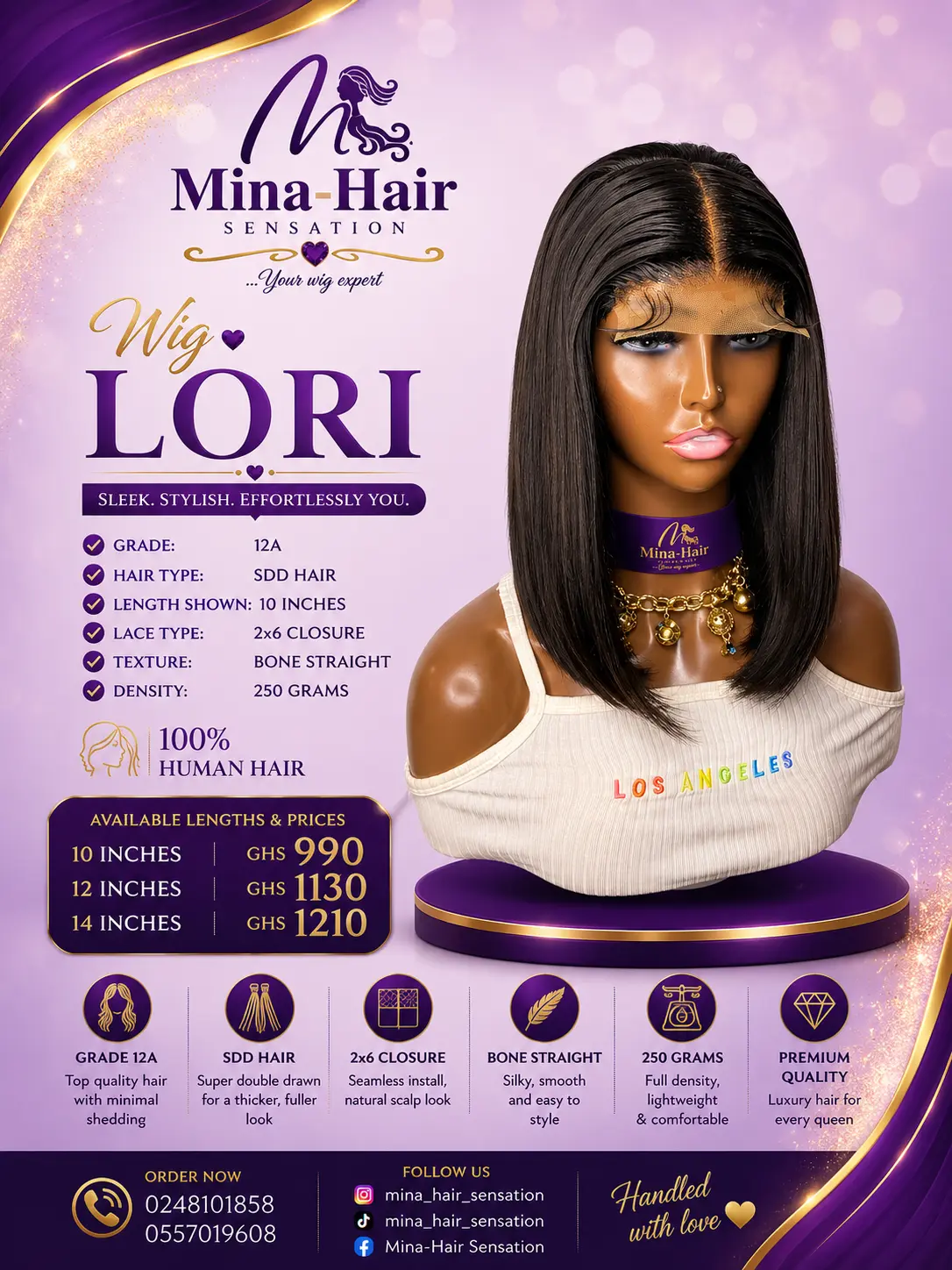 Wig Lori — Bone Straight Human Hair Wigs
