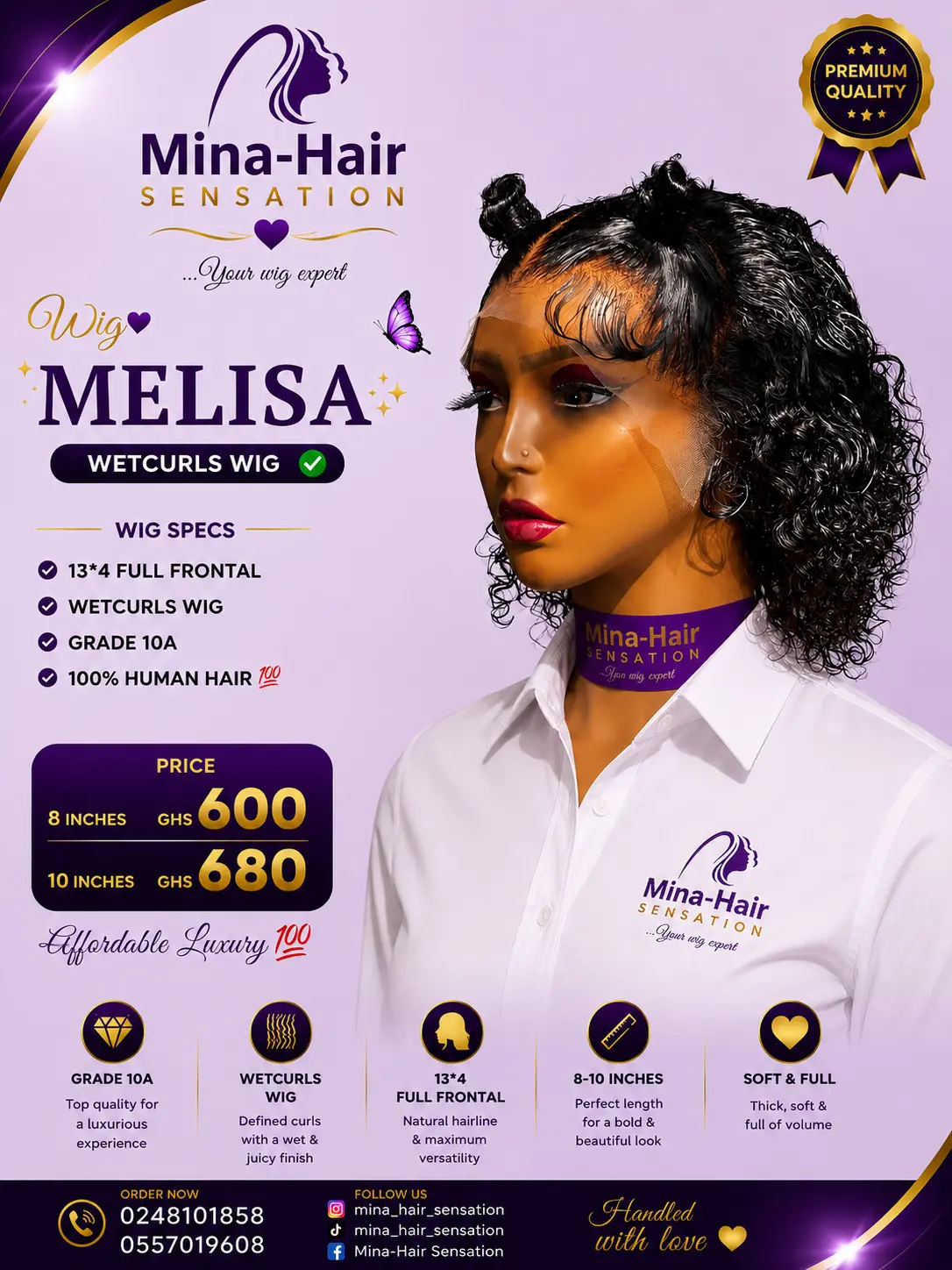 Wig Melisa — Wet Curls Human Hair Wigs