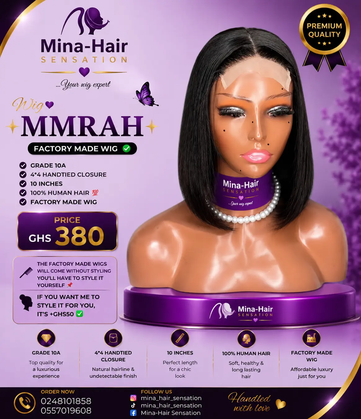Wig Mmrah — Silky Straight Bob Factory-Made Wigs