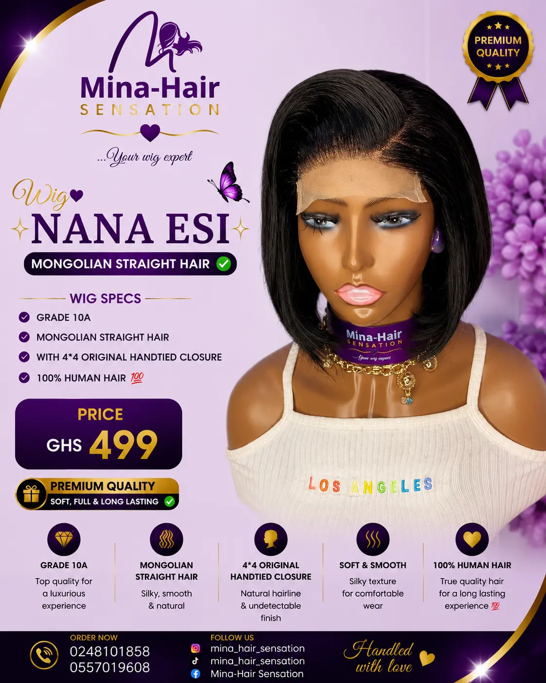 Wig Nana Esi — Mongolian Straight Hair Human Hair Wigs