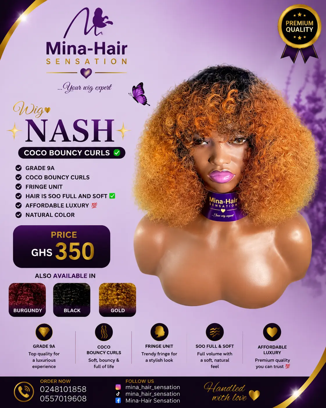 Wig Nash — Gold — Coco Bouncy Curls Quality Blend Wigs