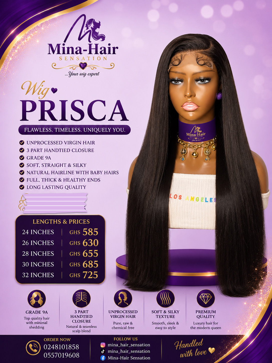 Wig Prisca — Soft, Straight & Silky Quality Blend Wigs