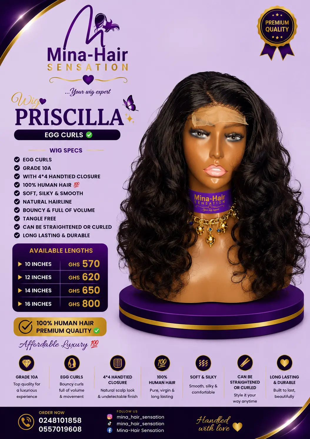 Wig Priscilla — Egg Curls Human Hair Wigs
