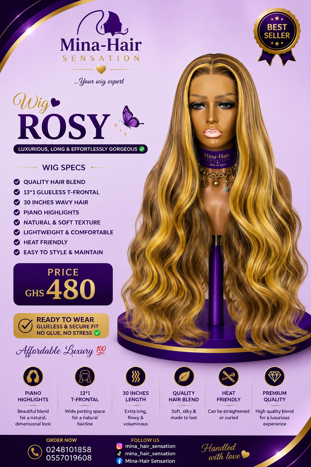 Wig Rosy — Wavy Quality Blend Wigs