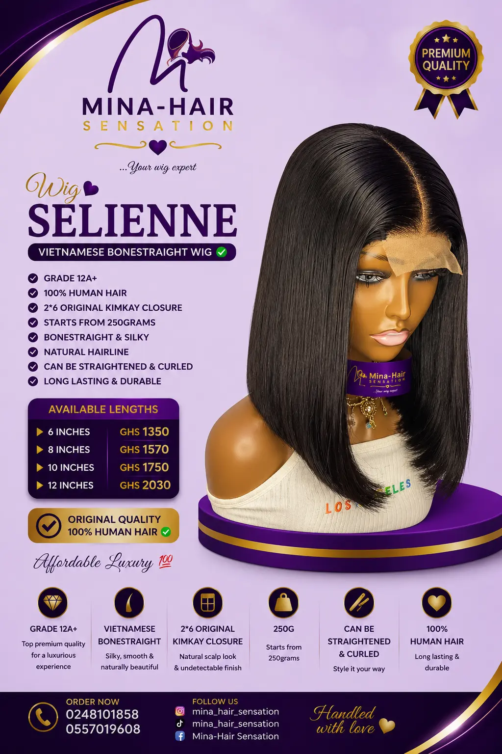 Wig Selienne — Bonestraight & Silky Human Hair Wigs