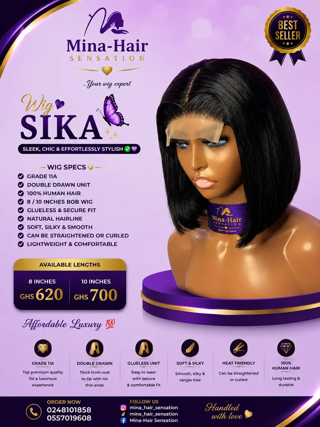 Wig Sika — Silky Straight Bob Human Hair Wigs