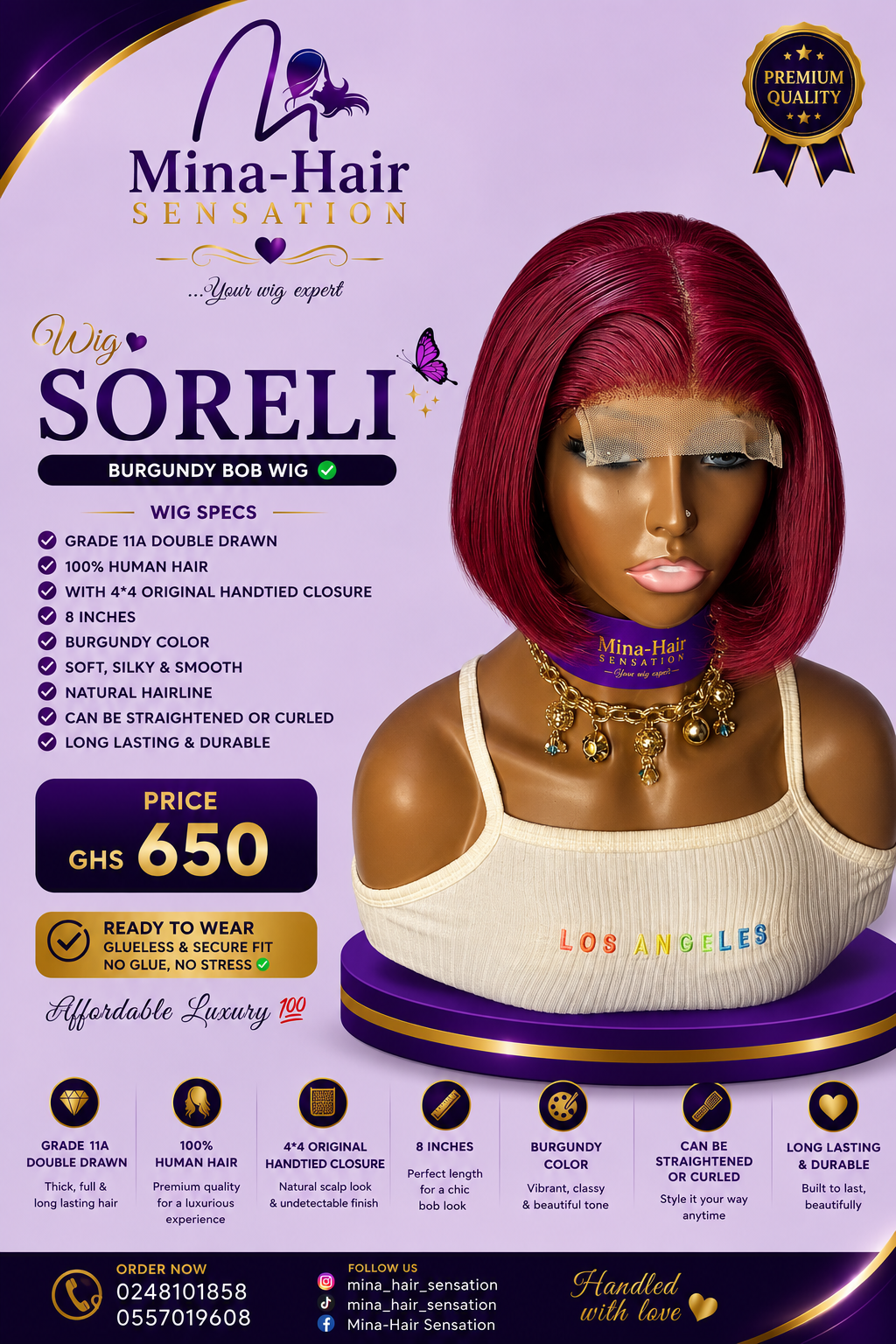 Wig Soreli — Silky Straight Bob Human Hair Wigs