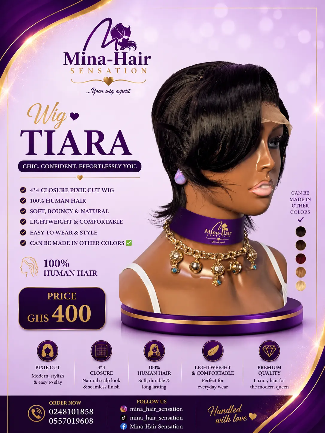 Wig Tiara — Soft & Bouncy Pixie Human Hair Wigs