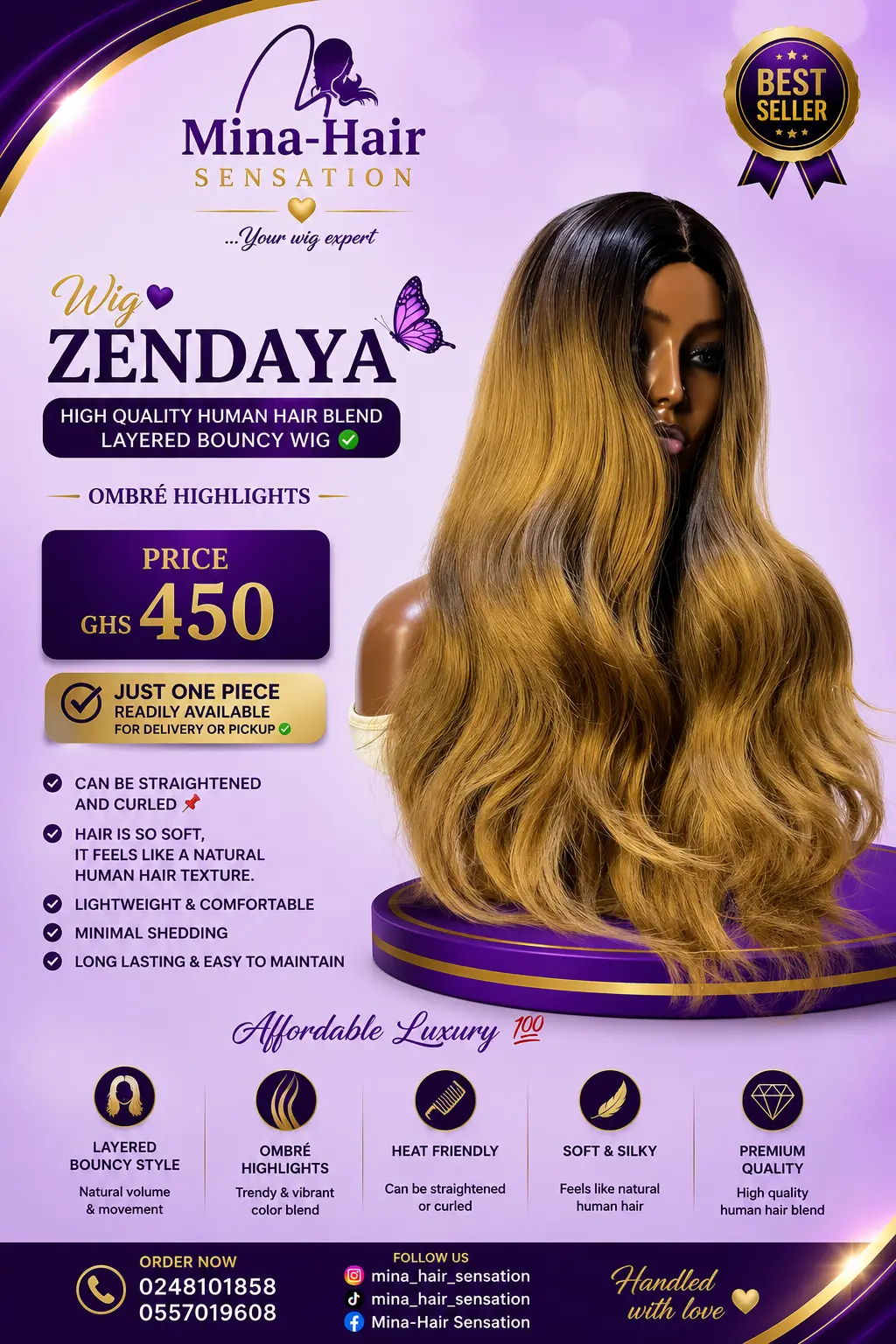 Wig Zendaya — Layered Bouncy Waves Quality Blend Wigs